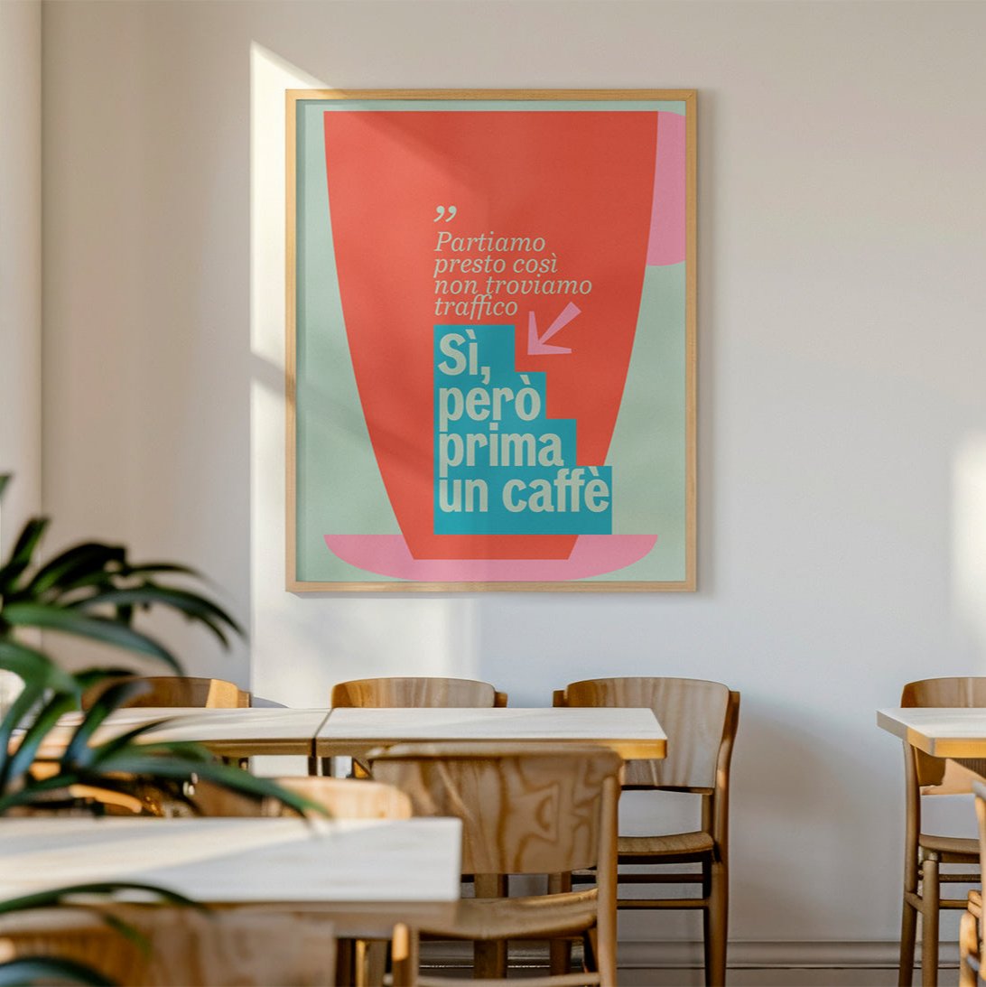 Partiamo presto così non troviamo traffico — Sì, però prima un caffè
